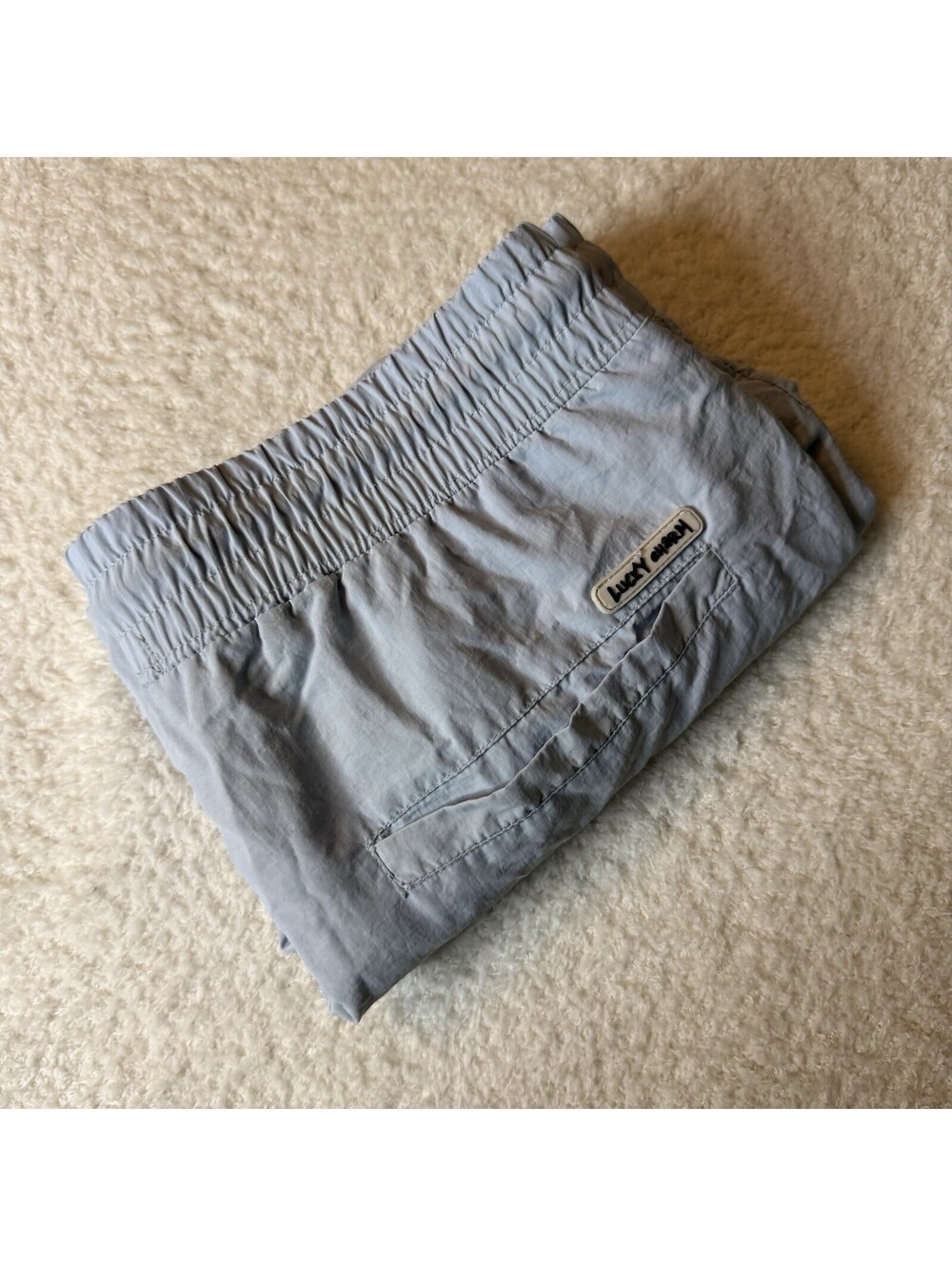 Lucky Charm Men’s Swim Shorts Medium Light Blue Lucky You Embroidered Floral